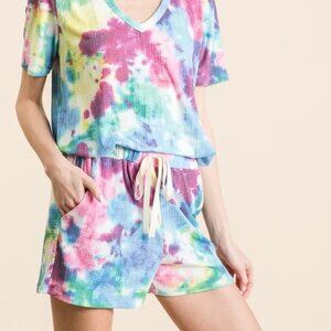 BiBi Tie Dye French Terry Casual Shorts
